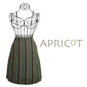 Apricot Multicoloured Striped Colourful Flax Mini Skirt - Size Small